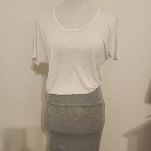 Sexy T Shirt Dress With Form Fitting Bottom And Flowy Top